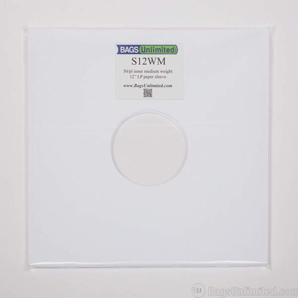 12'' White Paper Record Sleeves. Fi